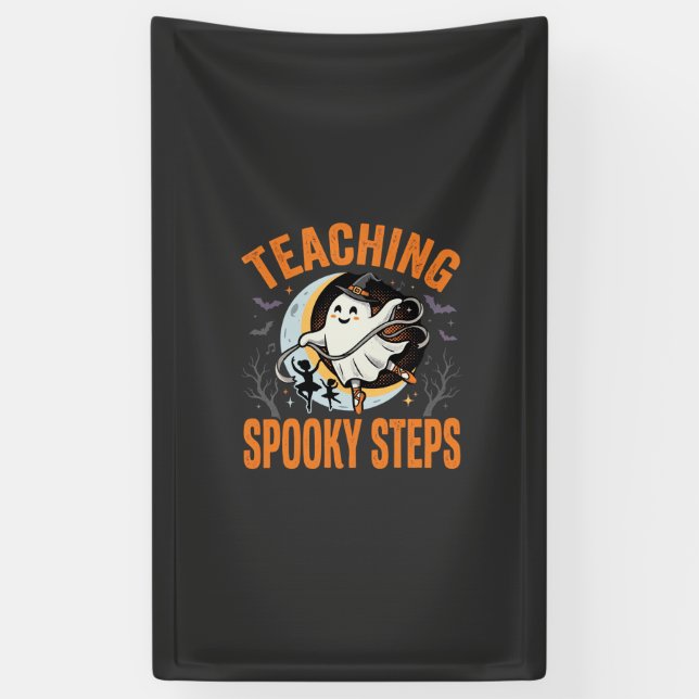 Lona Profesor de Baile de Halloween Pasos Espeluznantes (Vertical)