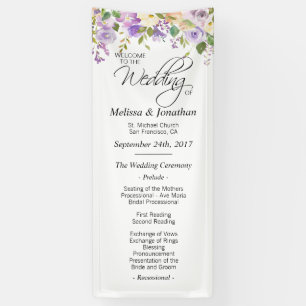Lona Programa de Boda de Agua Floral Purple Lavender