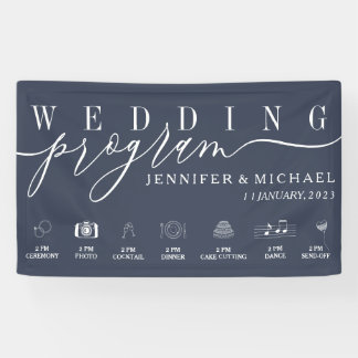 Lona Programa del partido Navy Blue Wedding