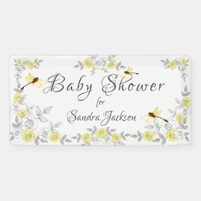 Lona Prohibición de Baby Shower para Rosas amarillos y  (Horizontal)
