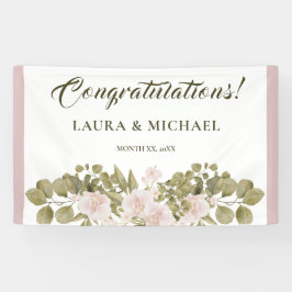 Lona Prohibición de Boda de estilo boho rosa, verde y e