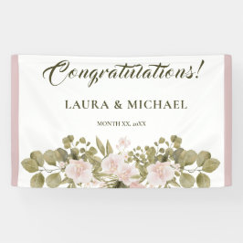 Lona Prohibición de Boda de estilo boho rosa, verde y e