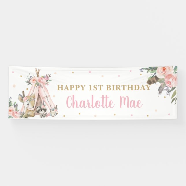 Lona Prohibición de fondo de bienvenida tribal para ani (Horizontal)