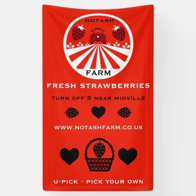 Lona Promoción de granja de fresas U-Pick (Vertical)
