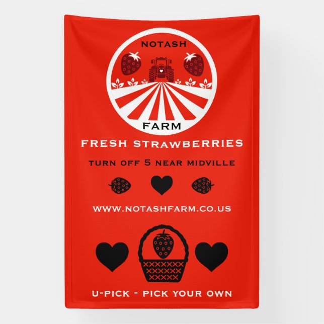 Lona Promoción de granja de fresas U-Pick (Vertical)