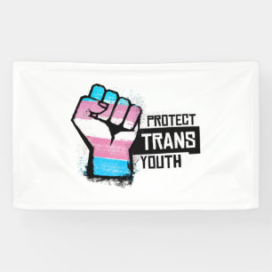 Lona Proteger a la Juventud Trans - Puño Orgulloso