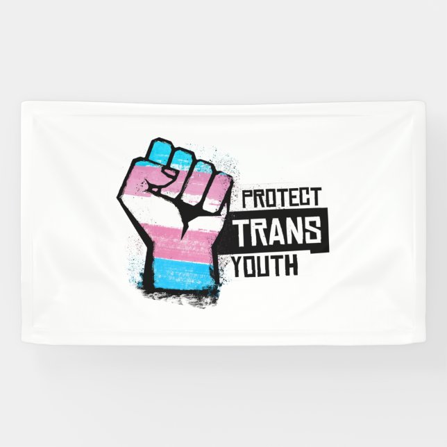Lona Proteger a la Juventud Trans - Puño Orgulloso (Horizontal)