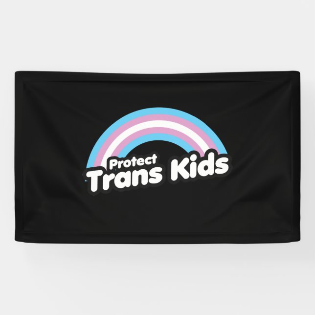 Lona Proteger a los niños trans - Arcoíris (Horizontal)
