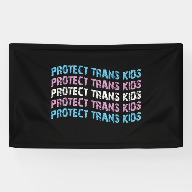 Lona Proteger a los niños transgénero - Onda de bandera (Horizontal)