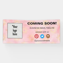 Lona Próximamente, el logotipo de medios sociales y neg