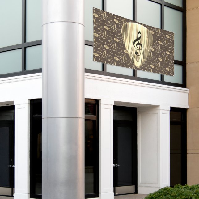 Lona Púa de guitarra de notas de música personalizada (Edificio exterior)