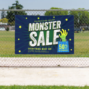 Lona Publicidad comercial de Halloween en Monster Sale