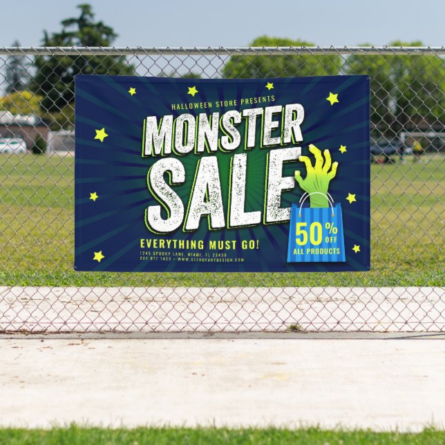 Lona Publicidad comercial de Halloween en Monster Sale (in situ)