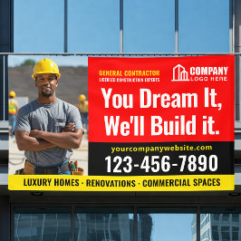 Lona Publicidad en negro rojo con logotipo del sitio de