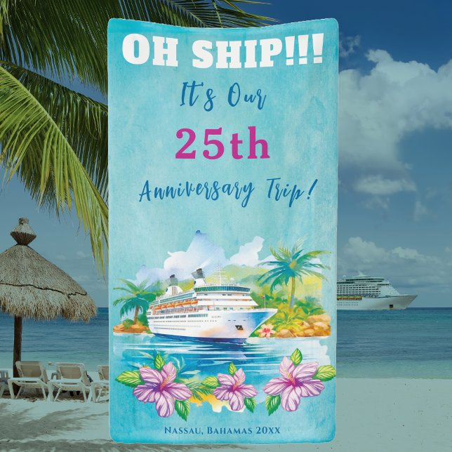Lona Puerta de crucero del Aniversario de la Playa de l (Cruise Ship Door Decor - Celebrate a wedding anniversary or other special occasion. )