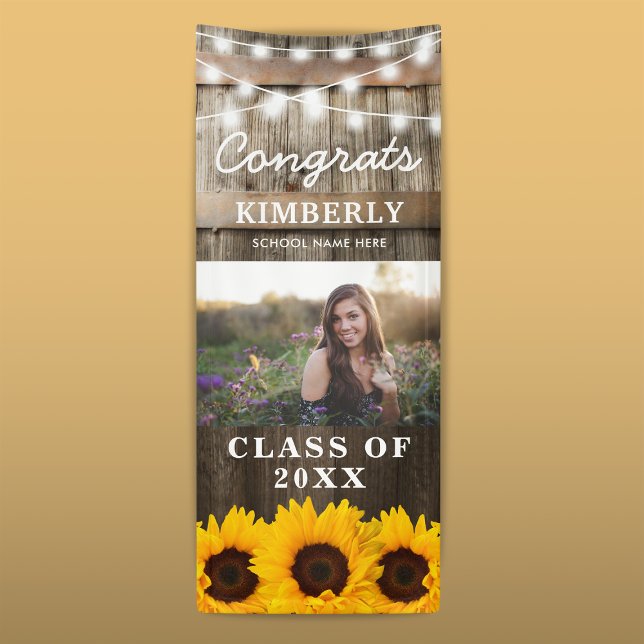 Lona Puerta de foto de graduación Rustic Sunflower 2023 (Subido por el creador)