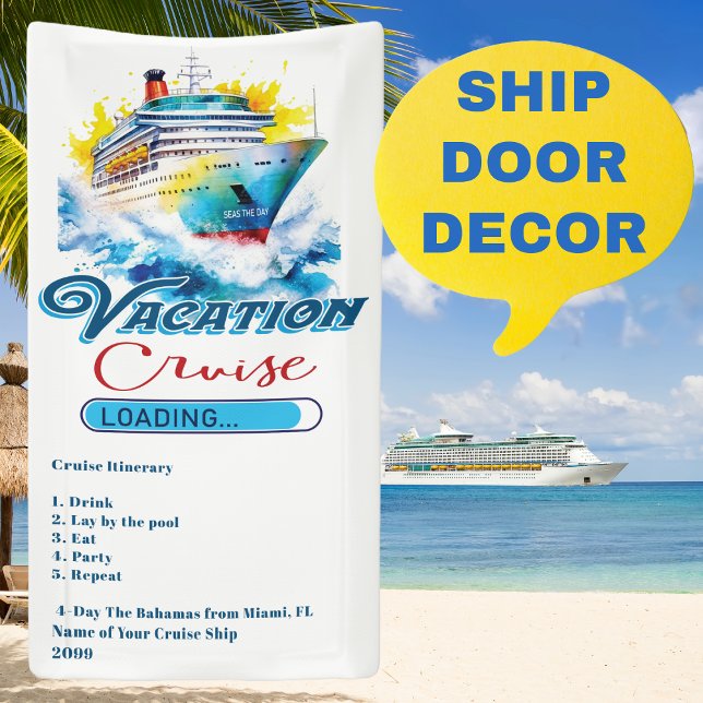 Lona Puerta divertida de barco de crucero de carga de v (Funny Cruise Ship Humor. Decorate your ship door. Personalized with own message. )