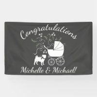 Pug Dog Baby Shower Gris Puppy Género Neutral