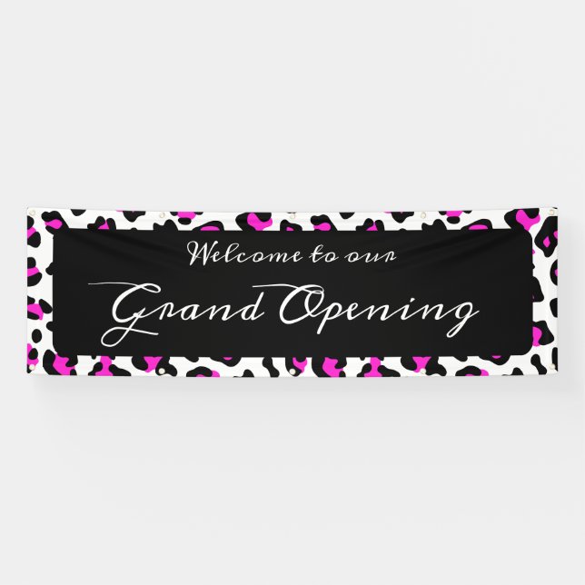 Lona Punto de Leopardo Blanco y Negro Girona Hot Pink (Horizontal)