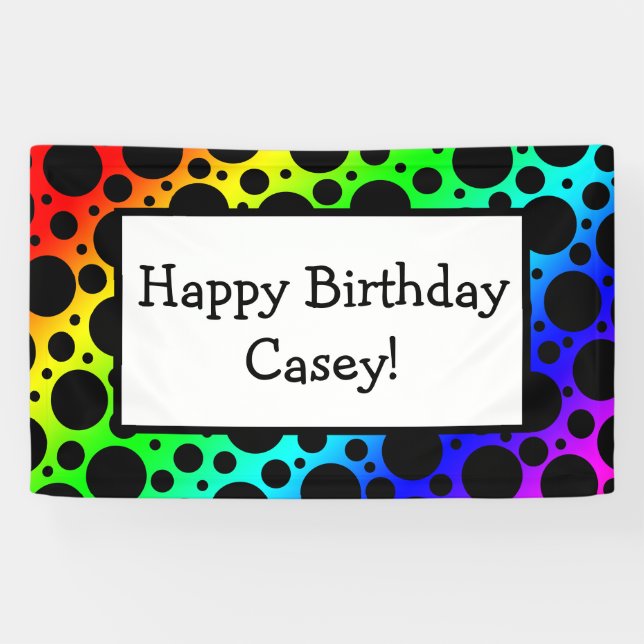 Lona Puntos de Polka aleatorios en el arco iris (¡Perso (Horizontal)