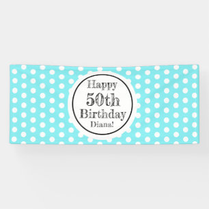 Lona Puntos De Polka De 50 Años Azul Y Blanco