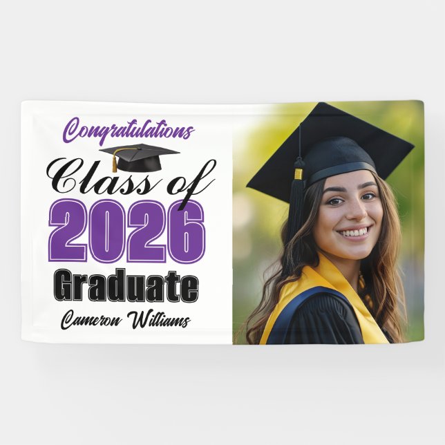 Lona Purple Class of 2026 Graduation Party Photo (Horizontal)