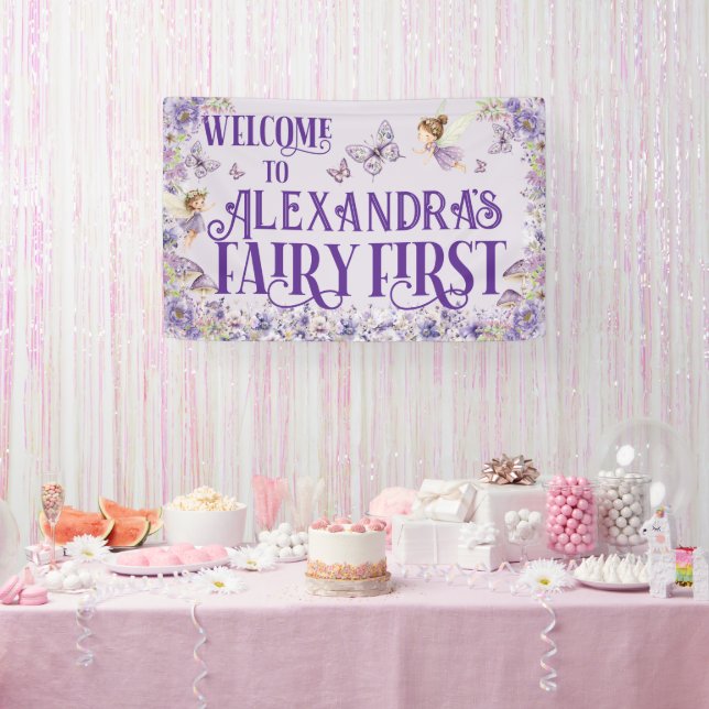 Lona Purple Floral Fairy First Birthday Welcome (Fiesta)