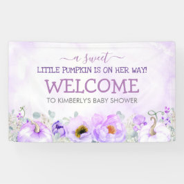 Lona Purple Floral Pumpkins Fall Bienvenida a Baby Show