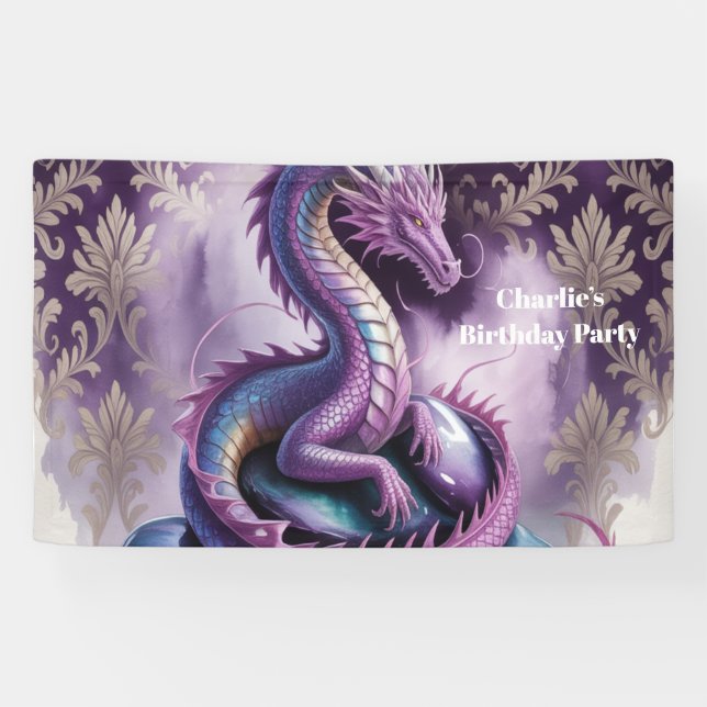 Lona Purple Gothic Dragon Birthday Party  (Horizontal)