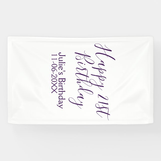 Lona Purple happy 21st cumpleaños fecha Keychain (Horizontal)