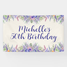 Lona Purple Lavender Floral 50th Birthday