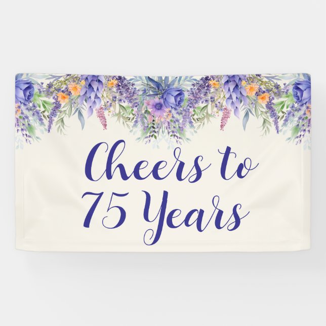 Lona Purple Lavender Floral 75th Birthday (Horizontal)