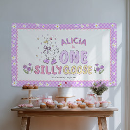 Lona Purple One Silly Goose-Girl 1st Birthday Backdrop