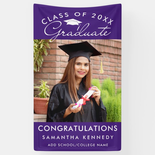 Lona Purple Photo Graduation 2026 Congratulations (Vertical)