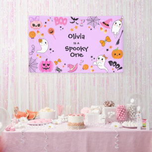 Lona Purple Spooky One Cute Halloween 1er cumpleaños
