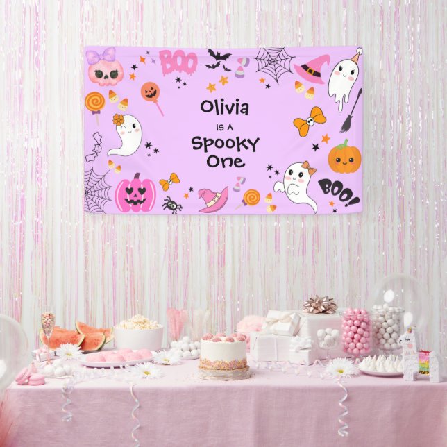 Lona Purple Spooky One Cute Halloween 1er cumpleaños (Fiesta)