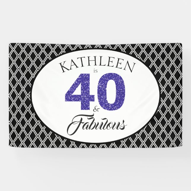 Lona Purpurina azul 40 y fabuloso Personalizado 40 cump (Horizontal)