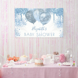 Lona purpurina azul de plata de Baby Shower