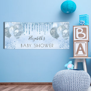Lona purpurina azul de plata de Baby Shower