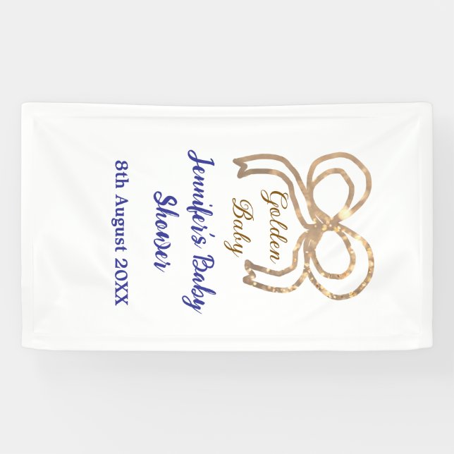 Lona Purpurina bebé dorado proa ducha real azul bebé (Horizontal)