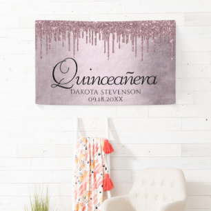 Lona Purpurina de gota   Quinceanera rosada turbia