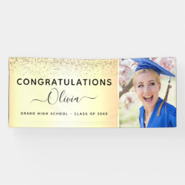 Lona purpurina de graduación de 2022 Gold Black