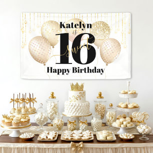 Lona Purpurina de oro blanco dulce 16 globos de cumplea