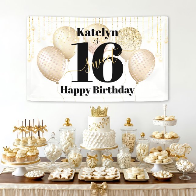 Lona Purpurina de oro blanco dulce 16 globos de cumplea (Subido por el creador)