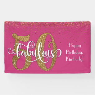 Lona Purpurina de oro Confetti Rosa 50 y fabuloso cumpl