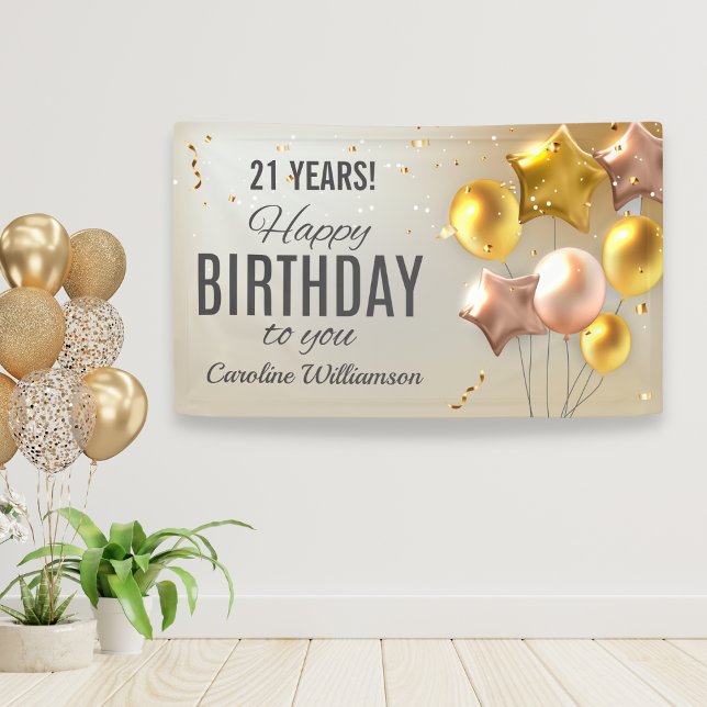 Lona Purpurina de oro de los globos de cumpleaños feliz (Subido por el creador)