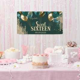 Lona Purpurina de oro gotea globos Dulce verde 16