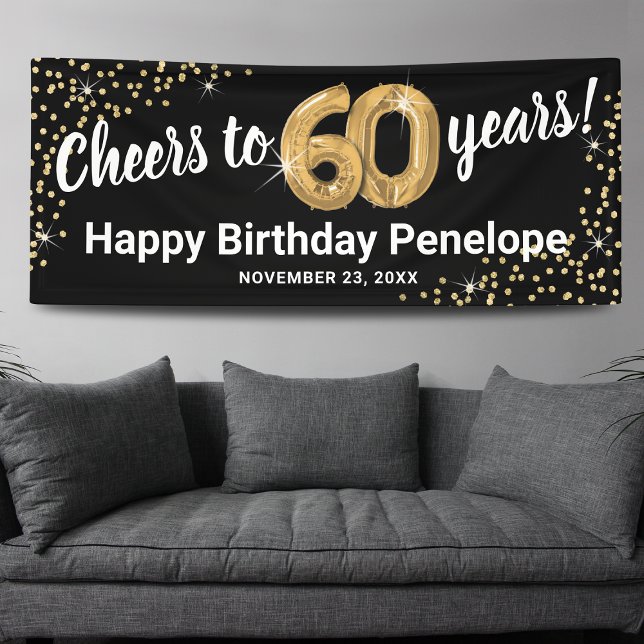 Lona Purpurina de Oro Negro 60 cumpleaños (Subido por el creador)