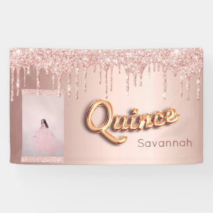 Lona Purpurina de oro rosa Quinceanera