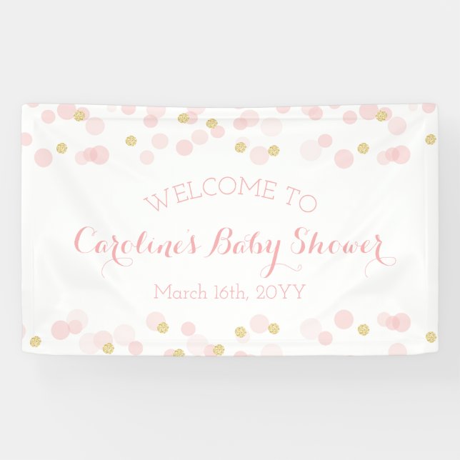Lona Purpurina de oro rosado Confetti Baby Shower (Horizontal)